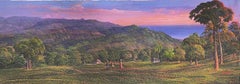 Sunset In The Vallley- 12"x36" Acrylic Painting On Canvas By Jean Adrien Seide