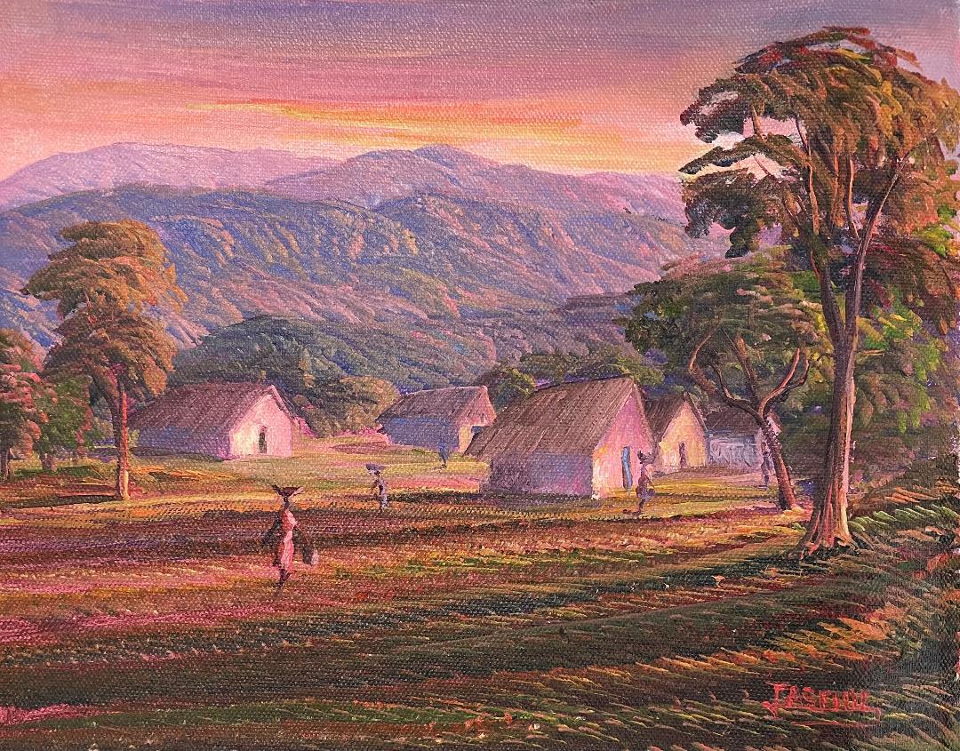 Jean Adrien Seide Village At Sunset 8"x10" Contemporary Landscape