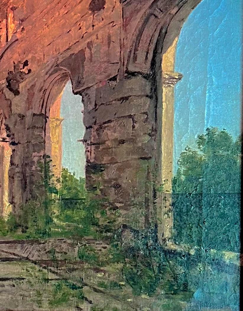 Ruinas en el paisaje - Landscape Painting Negro de Jean Alfred Desbrosses 