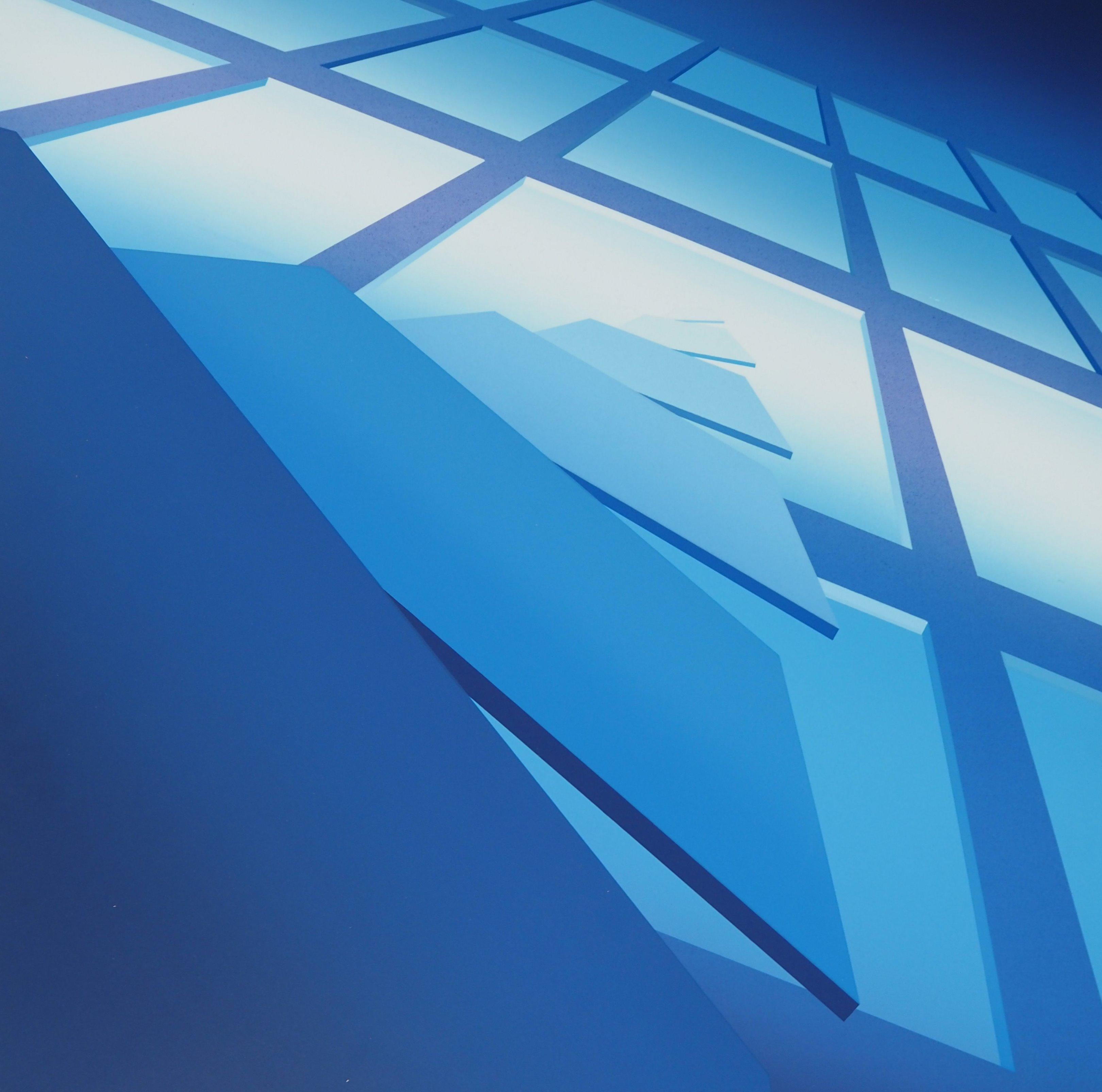 Space Time - Original handsigned lithograph - Blue Abstract Print by Jean Allemand