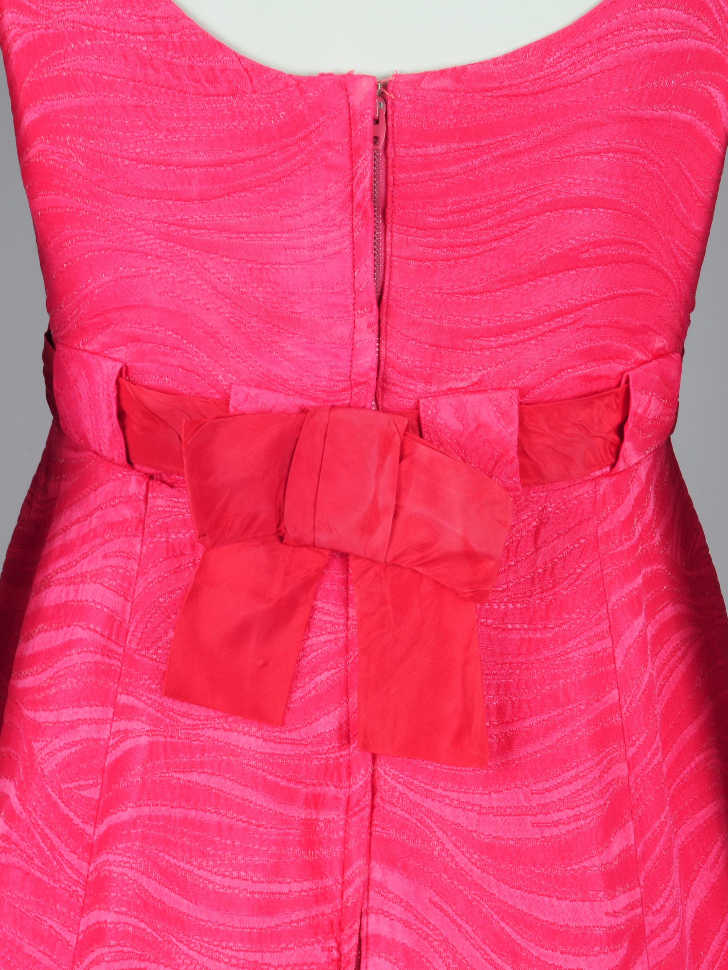Jean Allen London Dress and Jacket Two Piece Set in Fuchsia Pink with Bow Detail For Sale 5