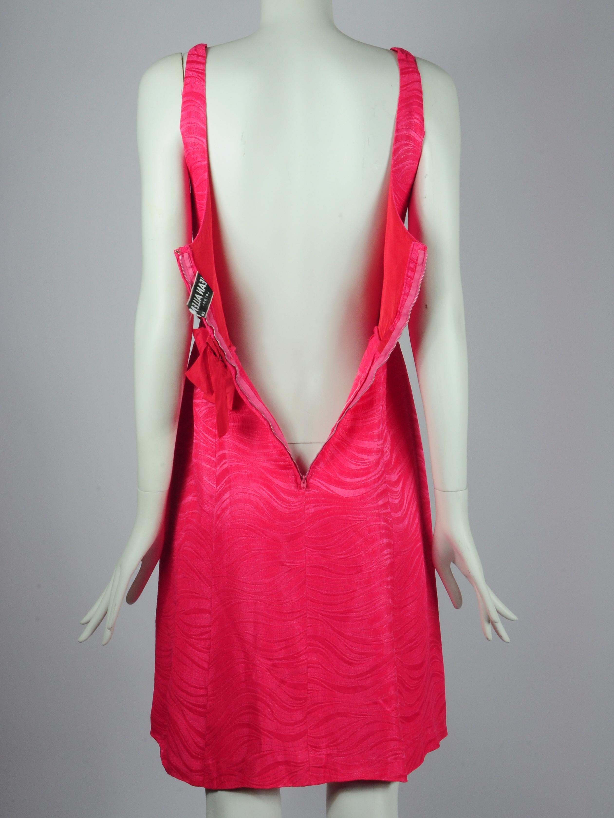 Jean Allen London Dress and Jacket Two Piece Set in Fuchsia Pink with Bow Detail For Sale 6