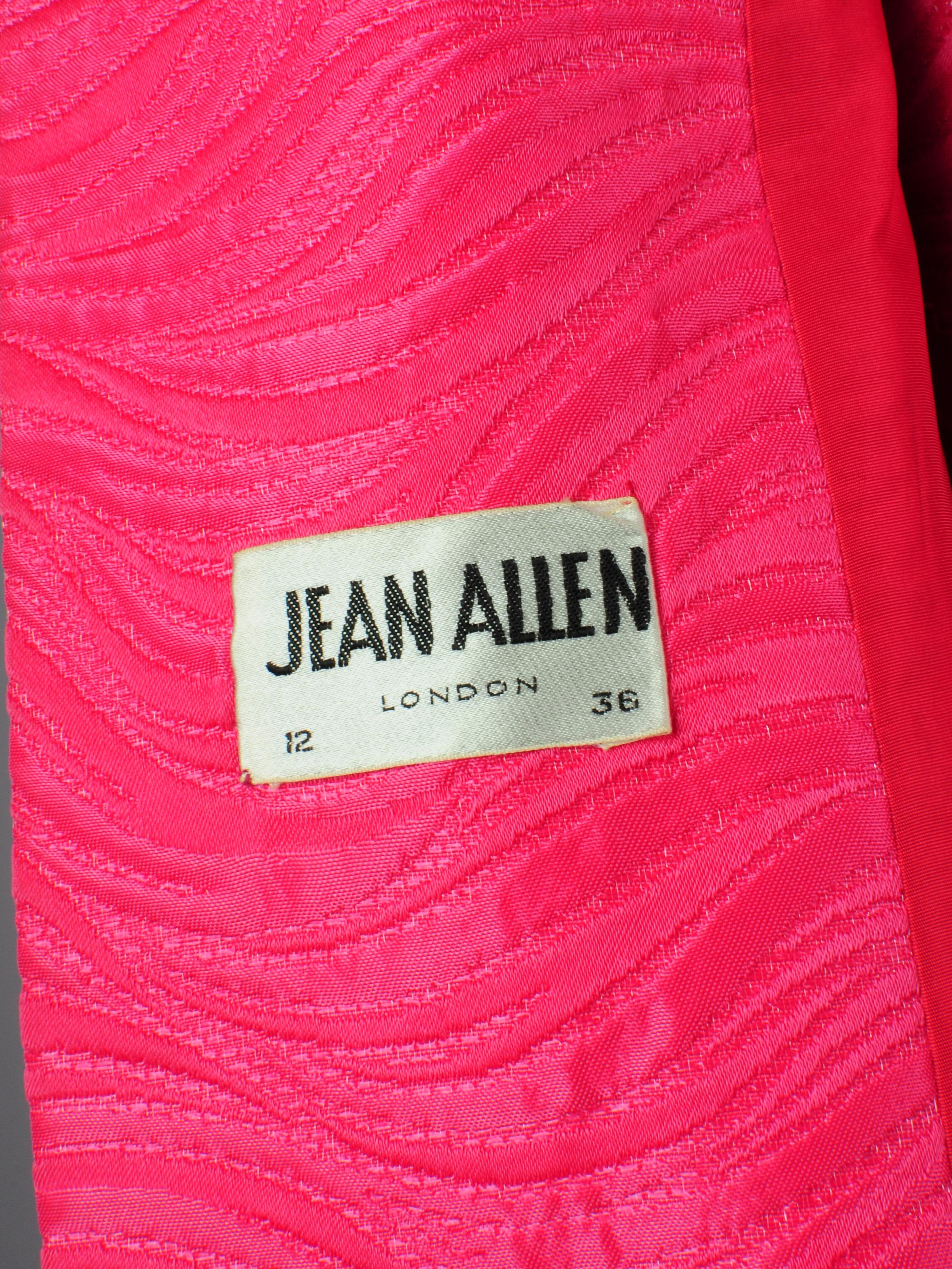 Jean Allen London Dress and Jacket Two Piece Set in Fuchsia Pink with Bow Detail In Fair Condition For Sale In AMSTERDAM, NL