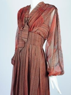 Jean Allen London Sheer Balloon Sleeves Maxi Dress 1970s