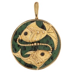 Jean and Pierre Bellin Zoisite and Onyx Pisces Pendant