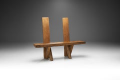 Banco Brutalista de Roble de Jean y Sébastien Touret, Francia, años 70