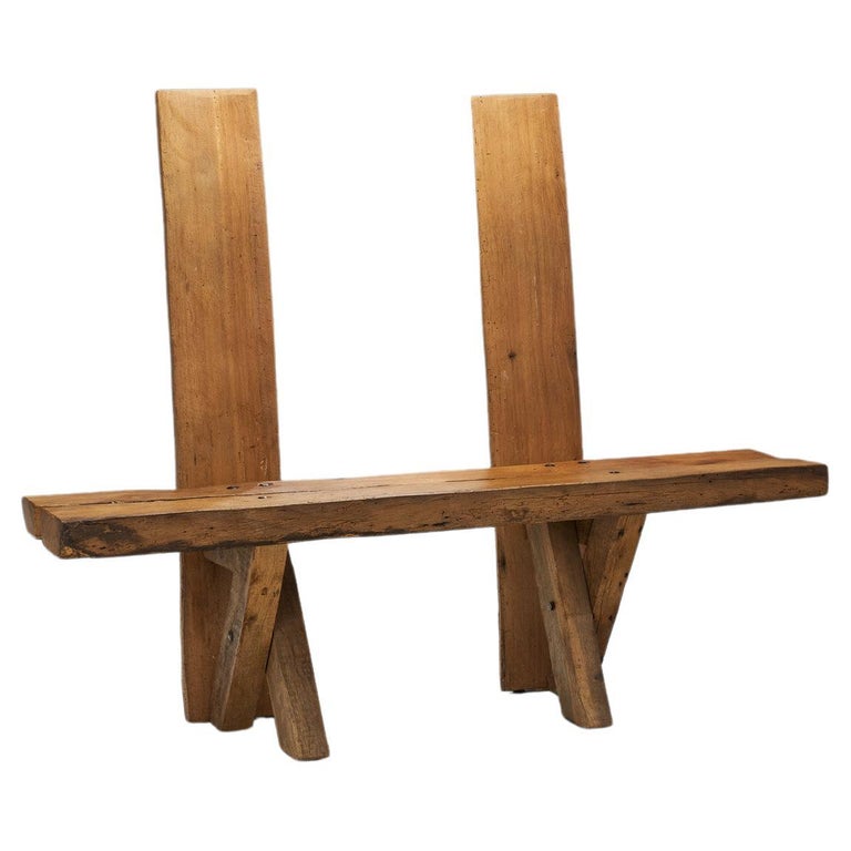 Jean and Sébastien Touret oak bench, 1970s, offered by H. Gallery