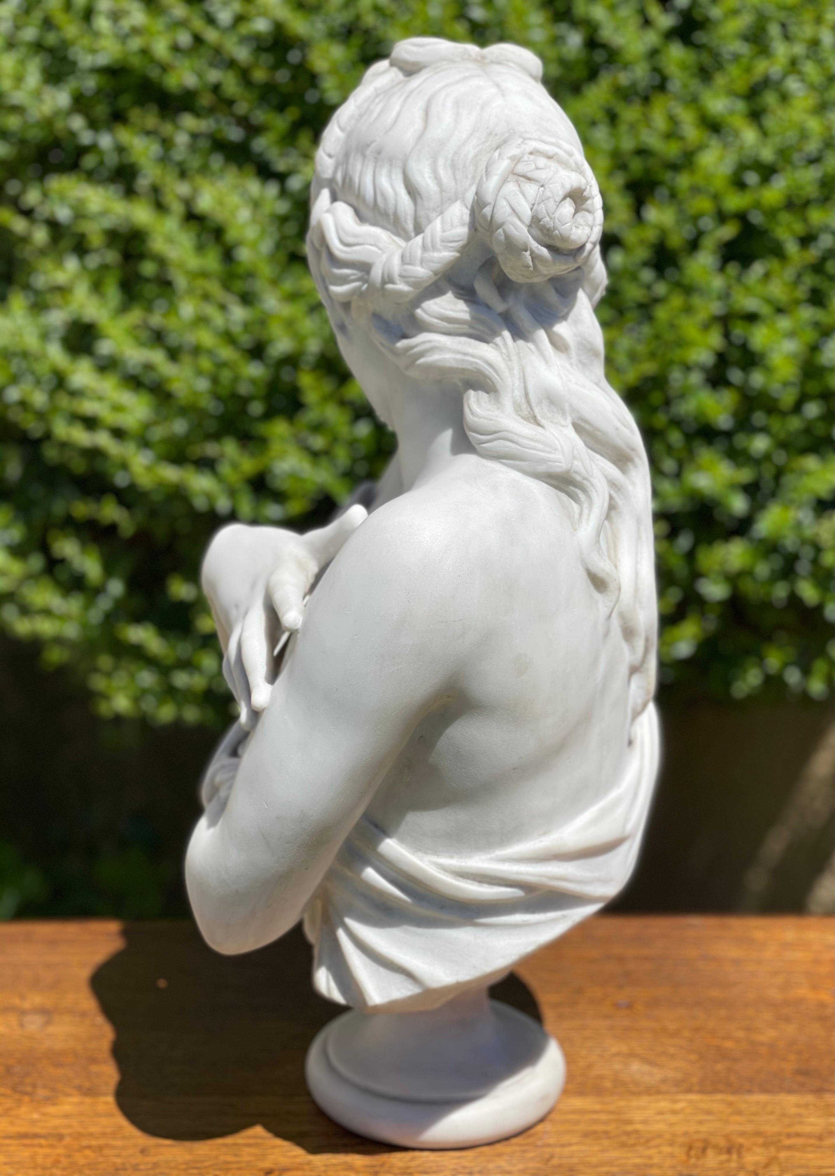 Jean-Antoine Houdon, “ La Pudeur ” Carrara Marble Sculpture 19th Century 4