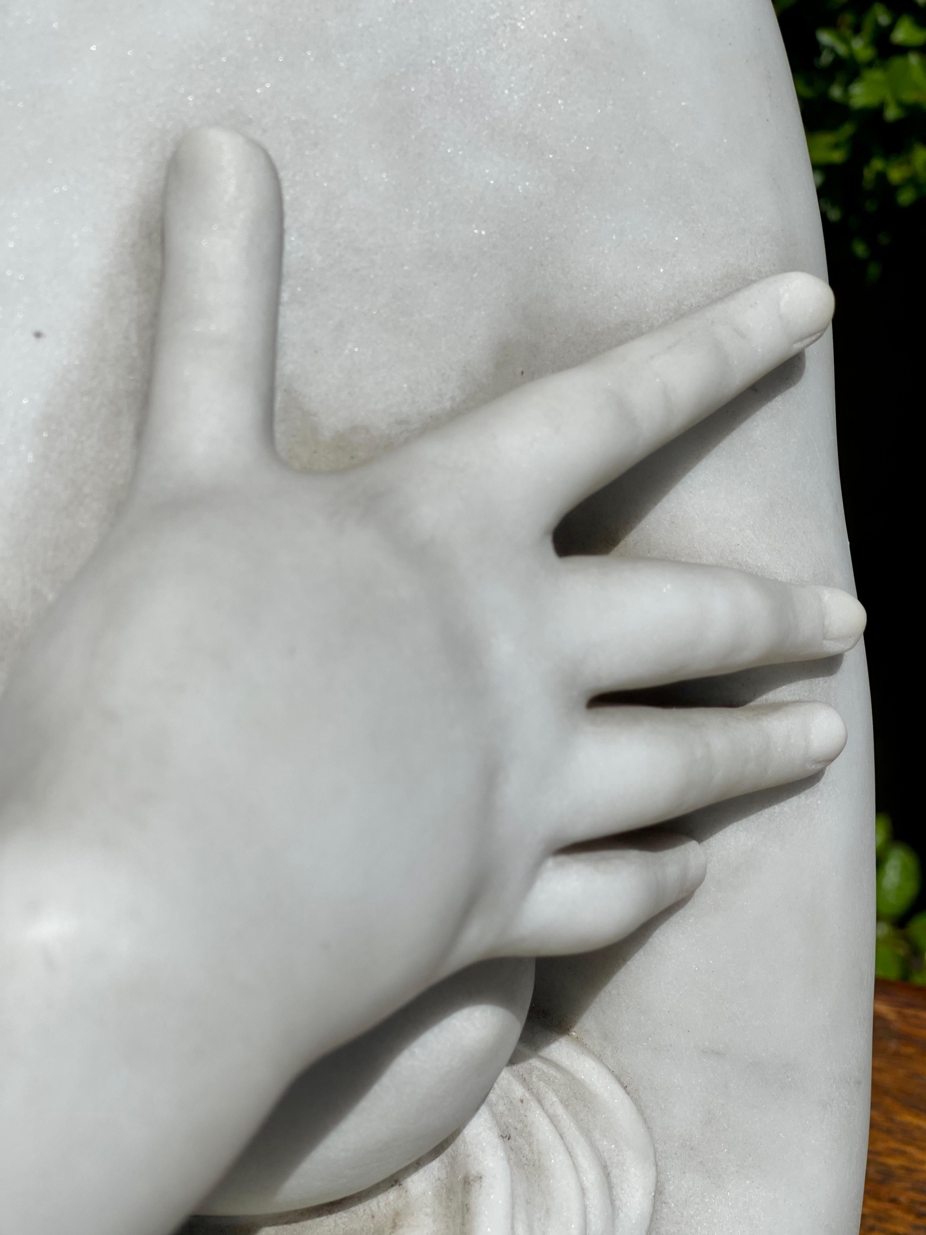 Jean-Antoine Houdon, “ La Pudeur ” Carrara Marble Sculpture 19th Century 6