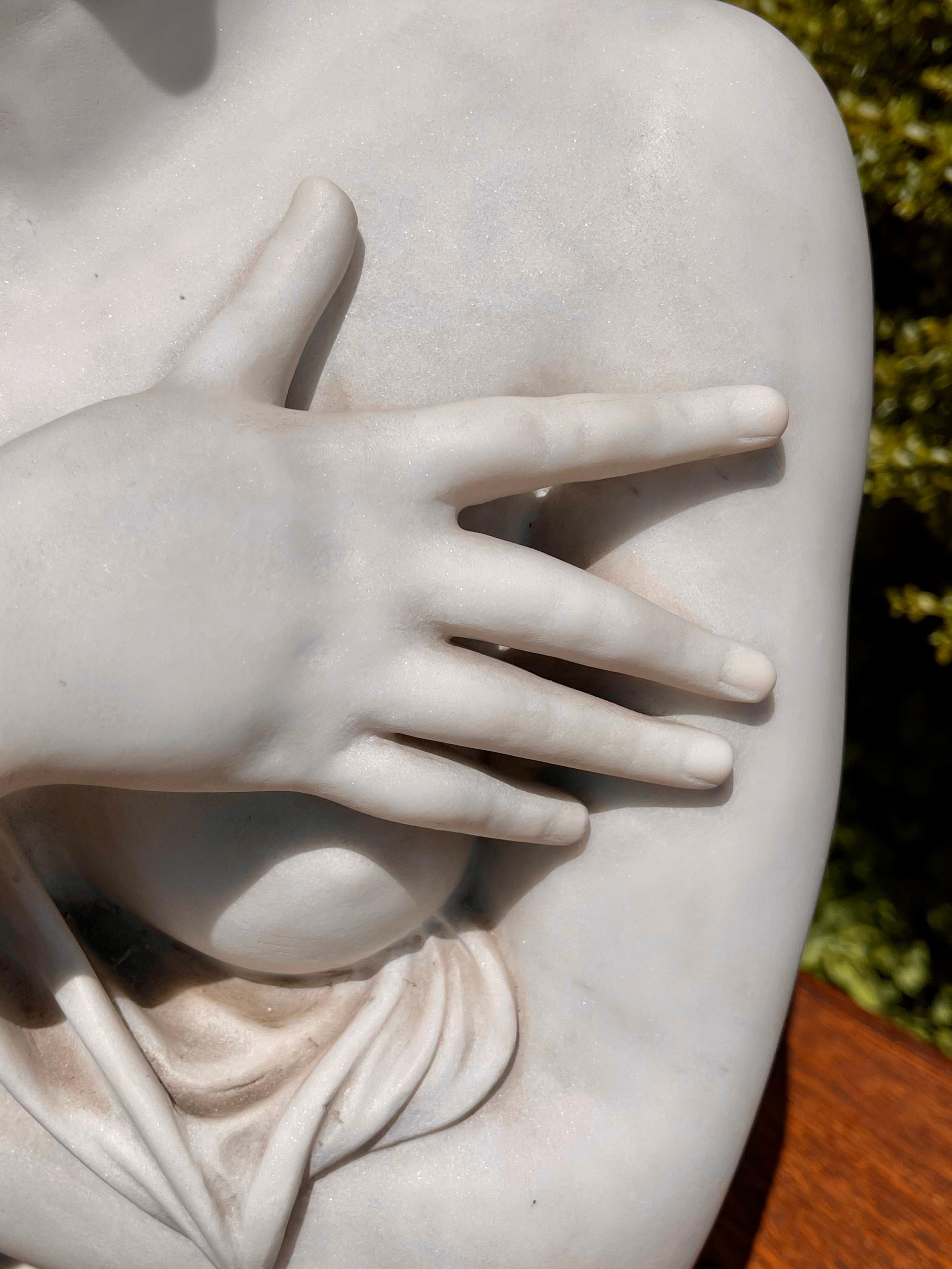 marble statue with veil