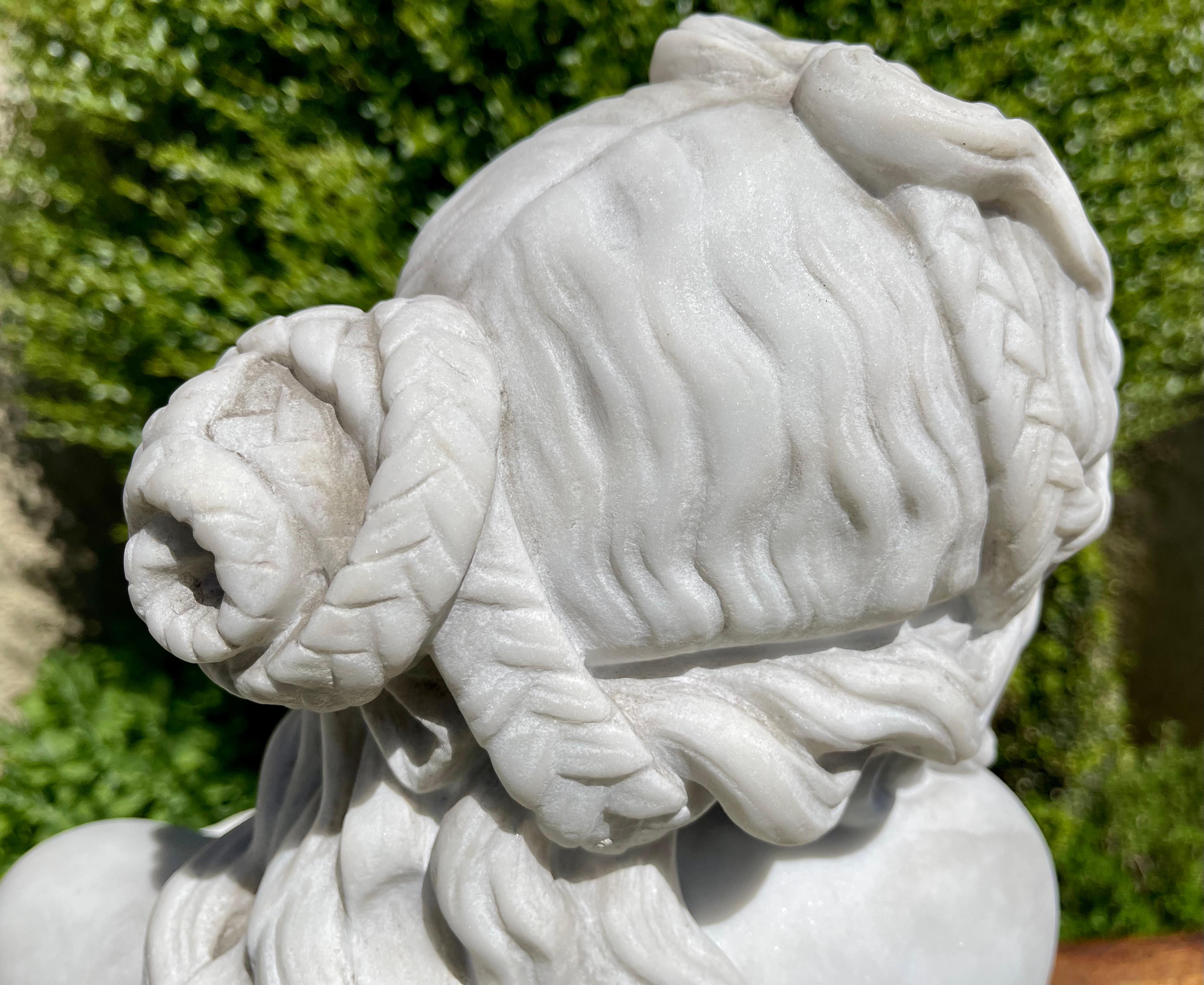 Jean-Antoine Houdon, “ La Pudeur ” Carrara Marble Sculpture 19th Century 1