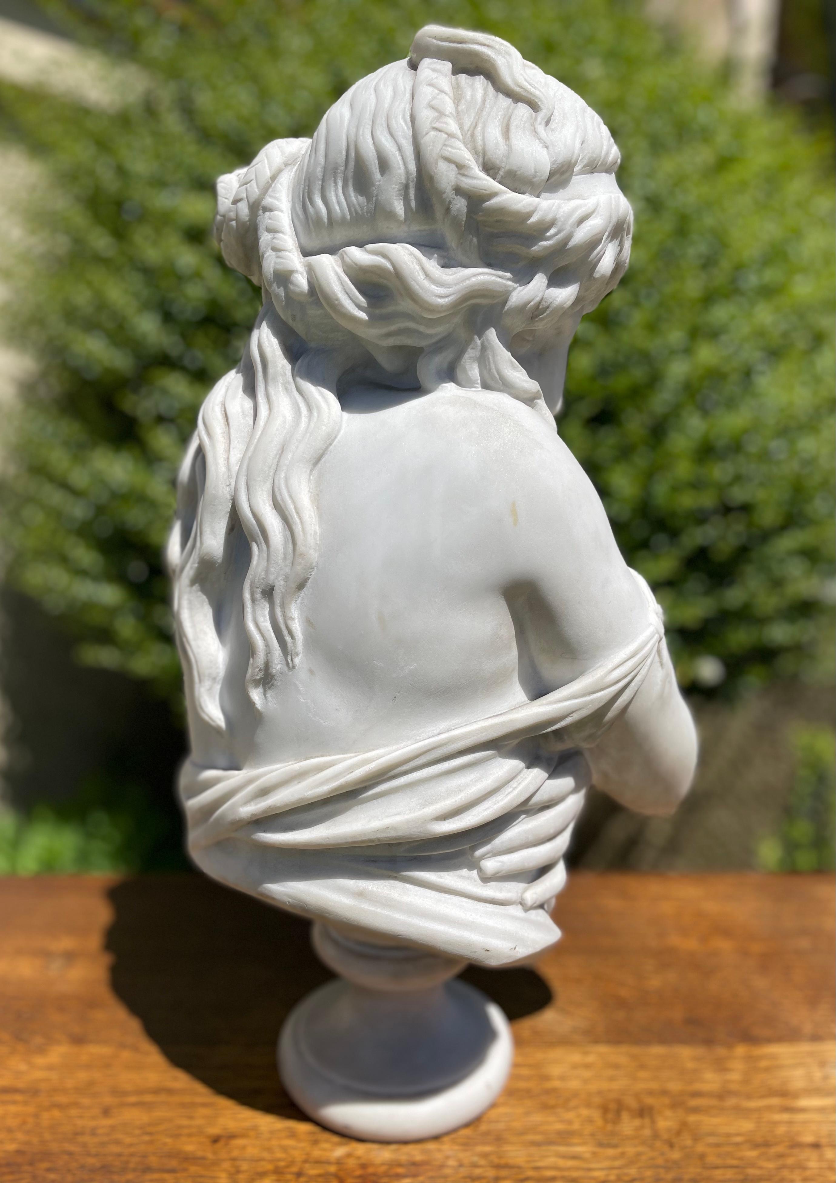 Jean-Antoine Houdon, “ La Pudeur ” Carrara Marble Sculpture 19th Century 3