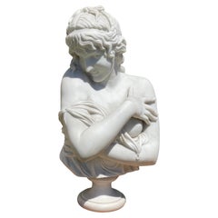 Jean-Antoine Houdon, “ La Pudeur ” Carrara Marble Sculpture 19th Century