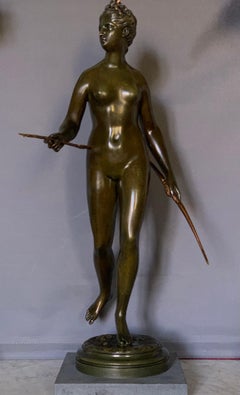 Diane chasseresse bronze d'après J. A. Houdon , France vers 1870