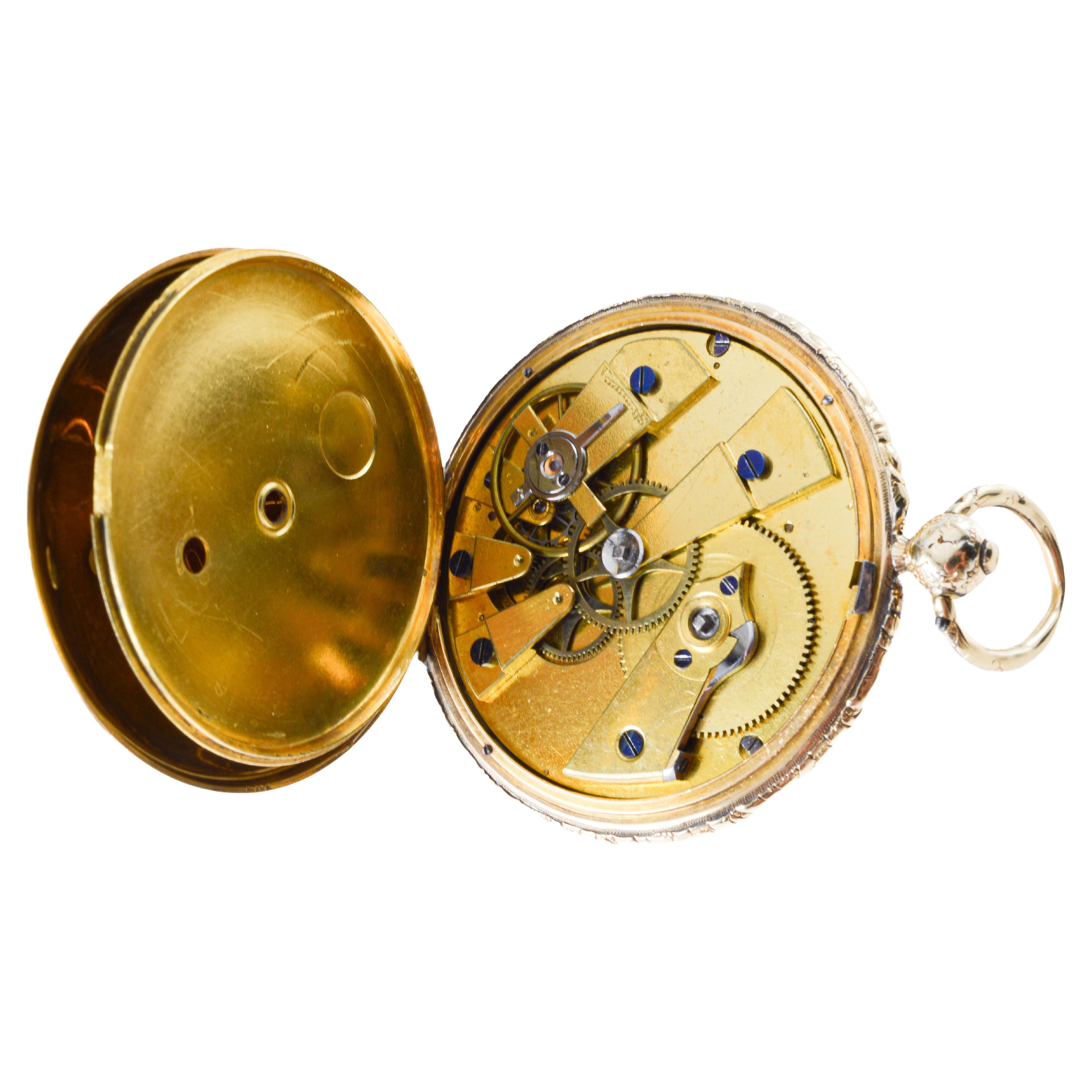 Jean-Antoine Lepine Rose Gold Ruby Cylinder French Pocket Watch, circa 1780 For Sale 12