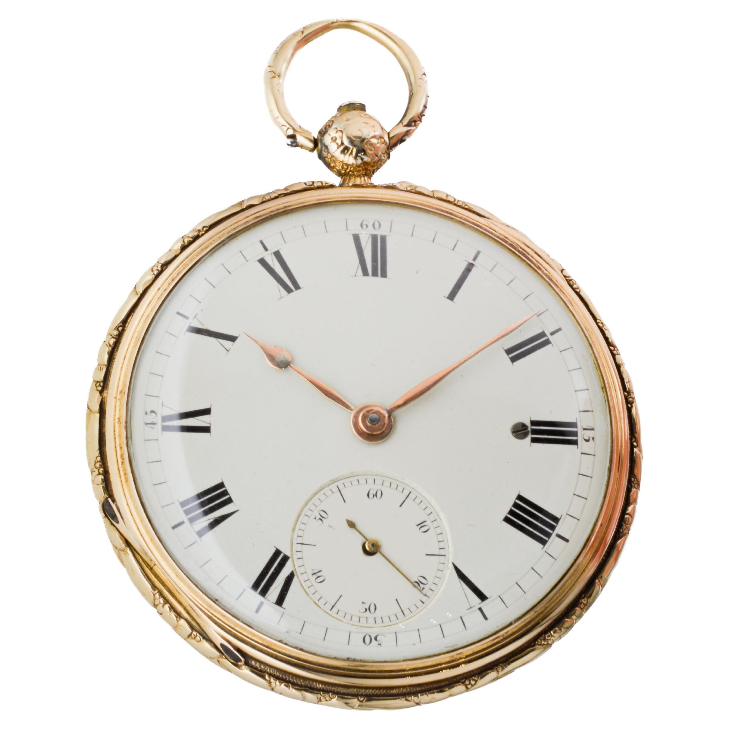 Jean-Antoine Lepine Rose Gold Ruby Cylinder French Pocket Watch, circa 1780 In Excellent Condition For Sale In Long Beach, CA