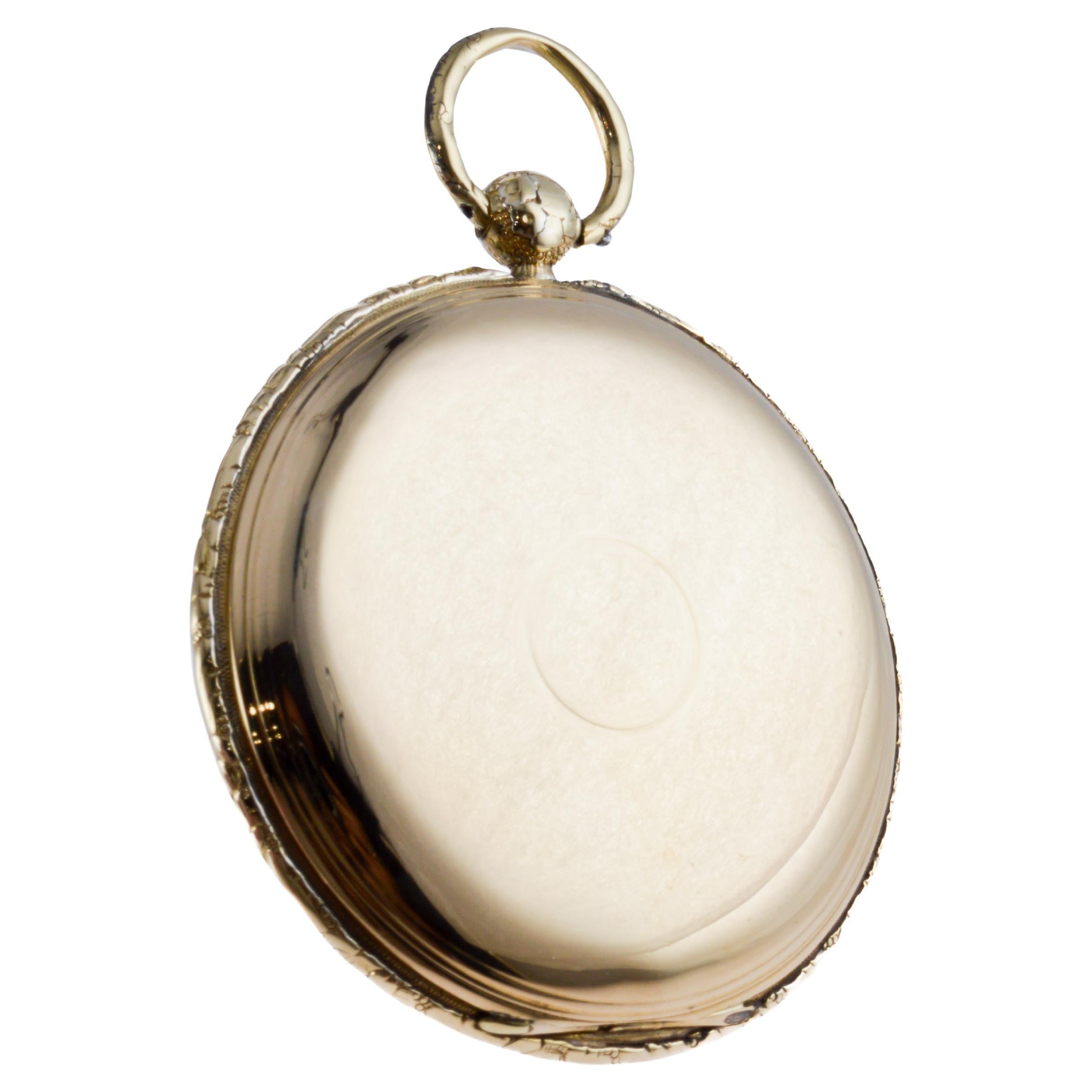 Jean-Antoine Lepine Rose Gold Ruby Cylinder French Pocket Watch, circa 1780 For Sale 4