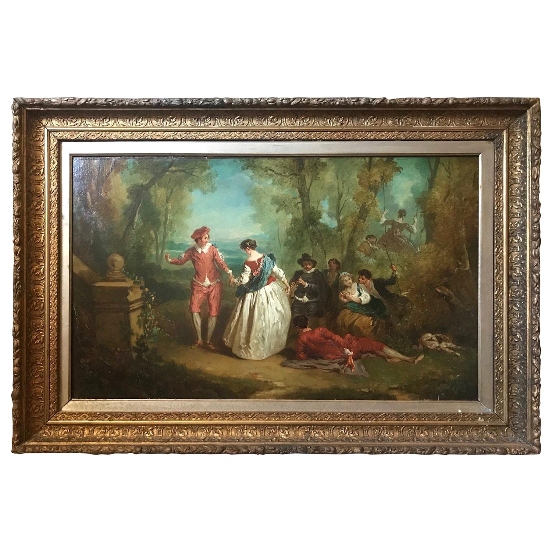 Jean-Antoine Watteau, Cercle de, 18e siècle Grand tableau de maître ancien, France