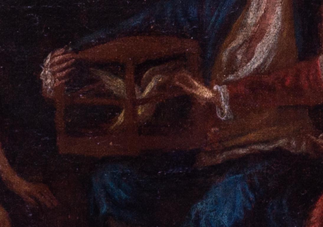 Dipinto a olio French Old Master con 3 figure che liberano una colomba - Figurative Painting Nero di Jean-Antoine Watteau