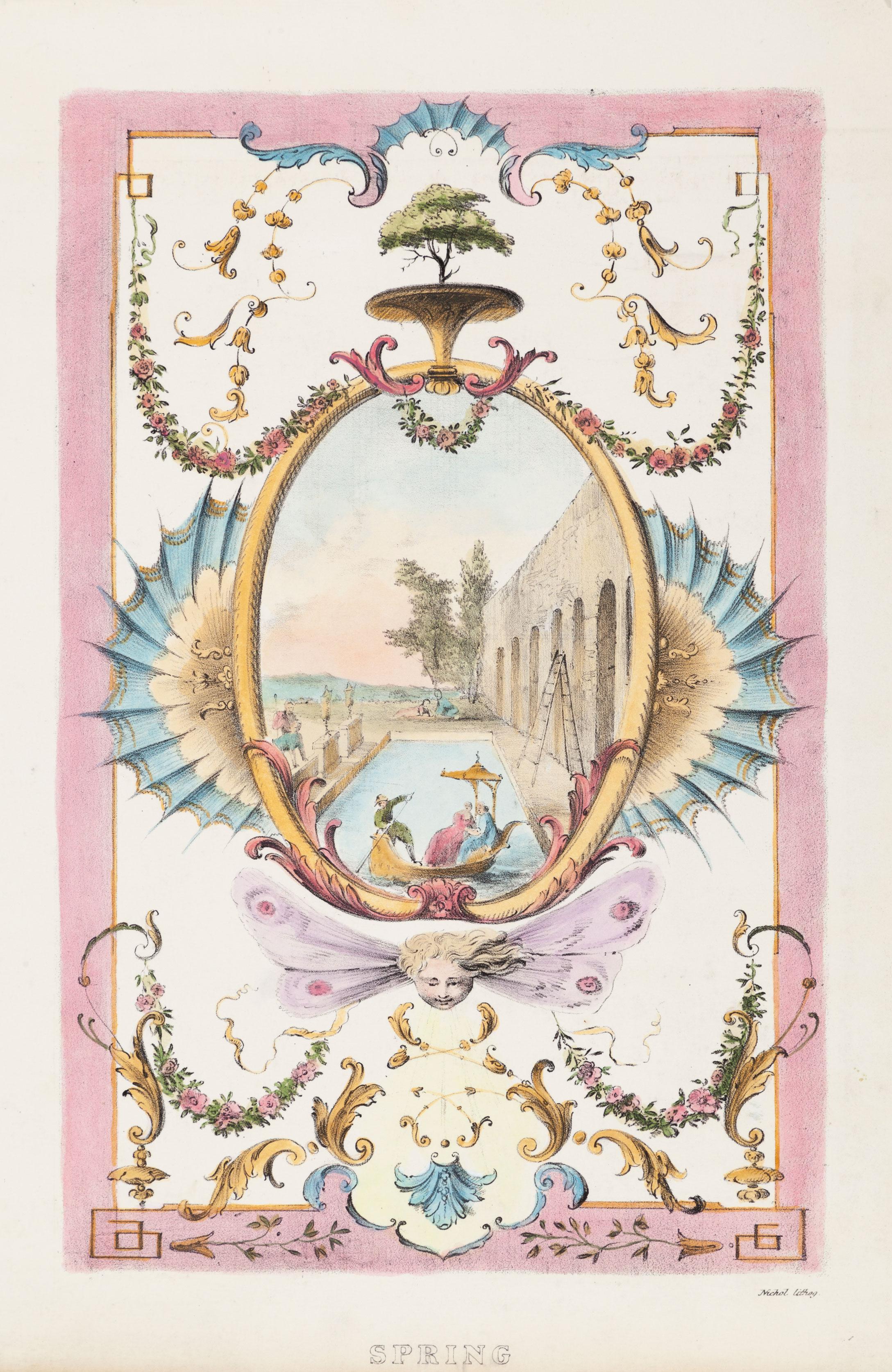 Invierno y primavera - Still-Life Print Beige de Jean-Antoine Watteau