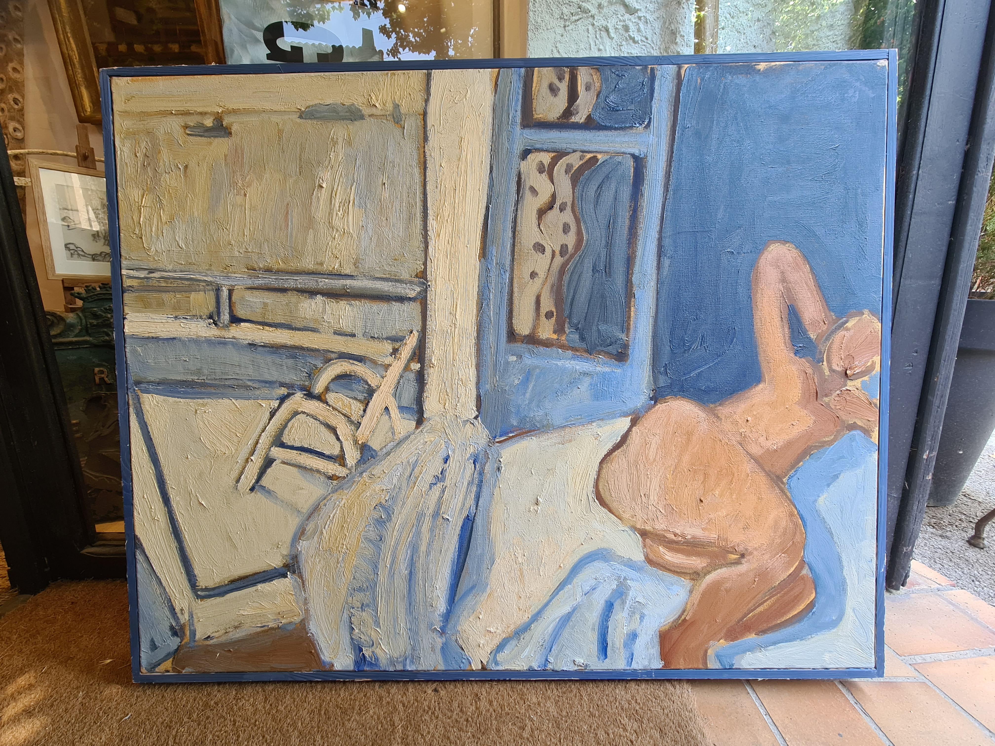 Sieste Amoureuse, la serviette d'après-midi,  Hommage à Matisse - Painting de Jean Arene