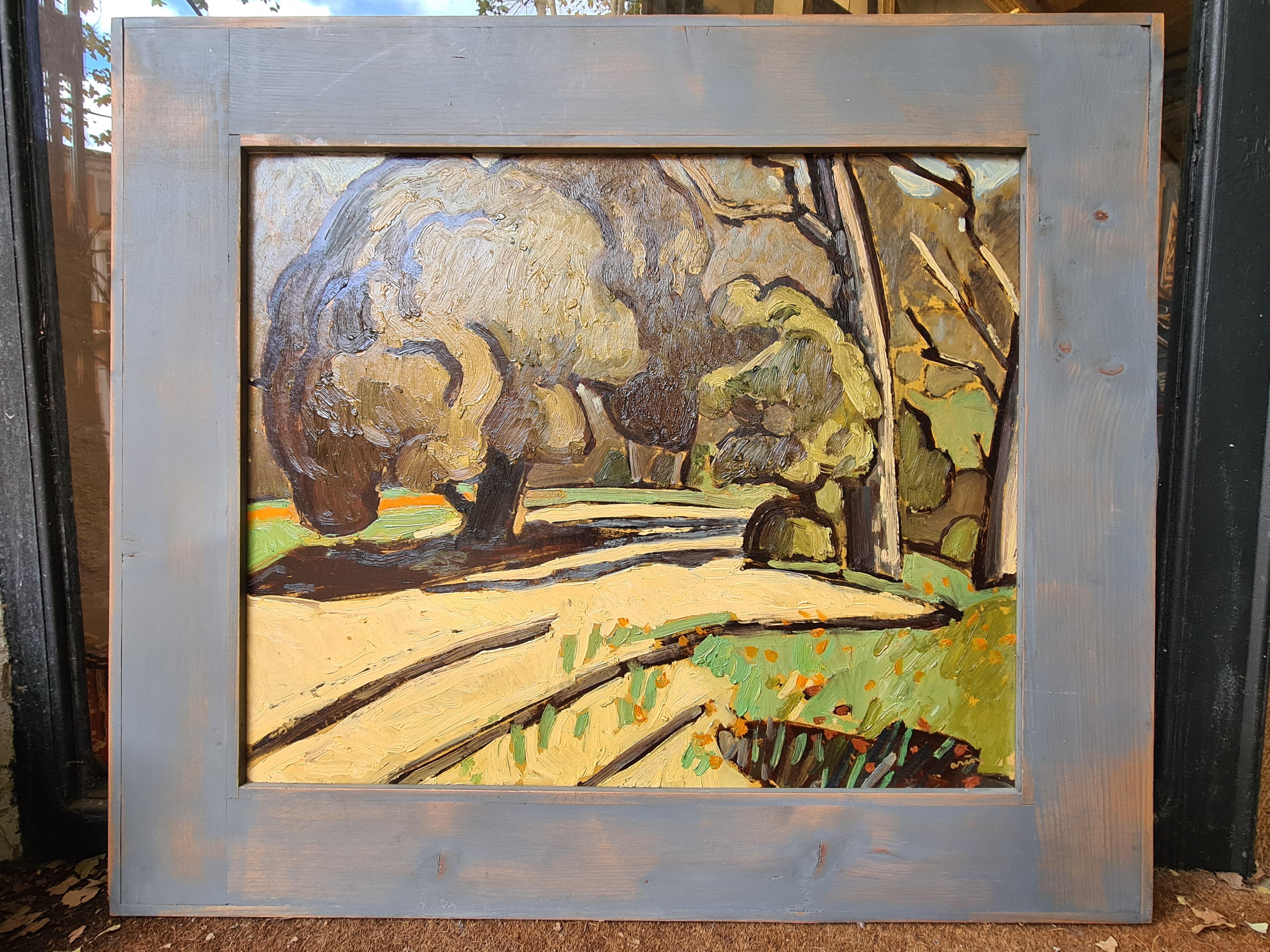 Französischer Expressionist Öl auf Leinwand, Provence, Coin du Parc im Angebot 1