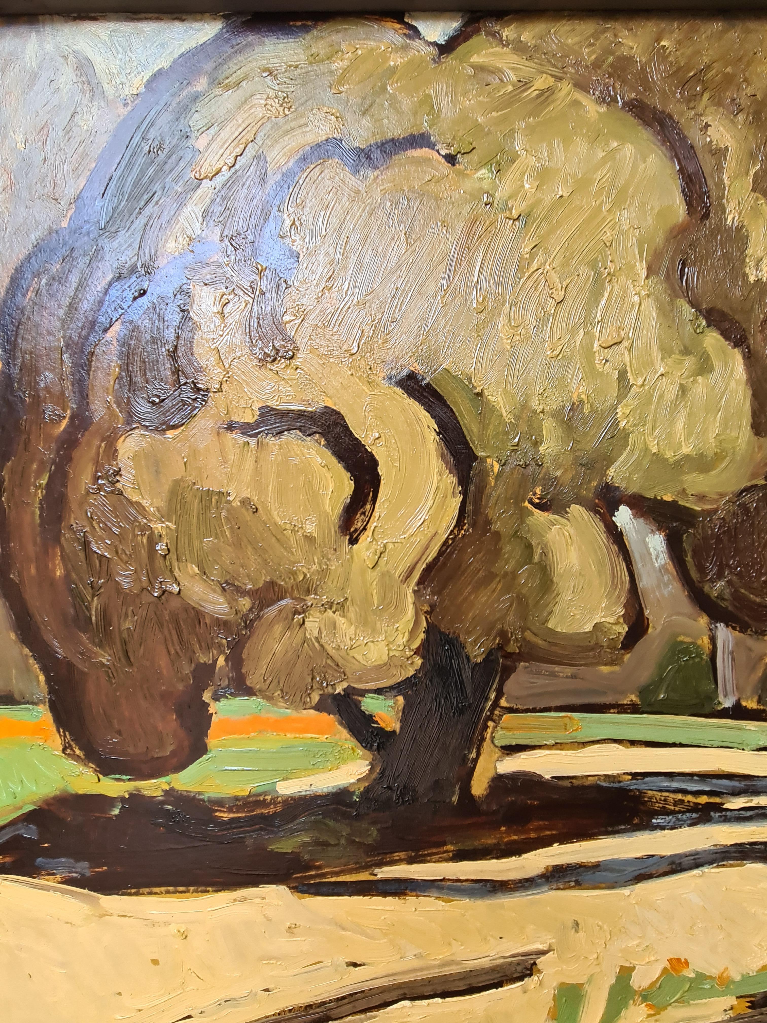 Französischer Expressionist Öl auf Leinwand, Provence, Coin du Parc im Angebot 3