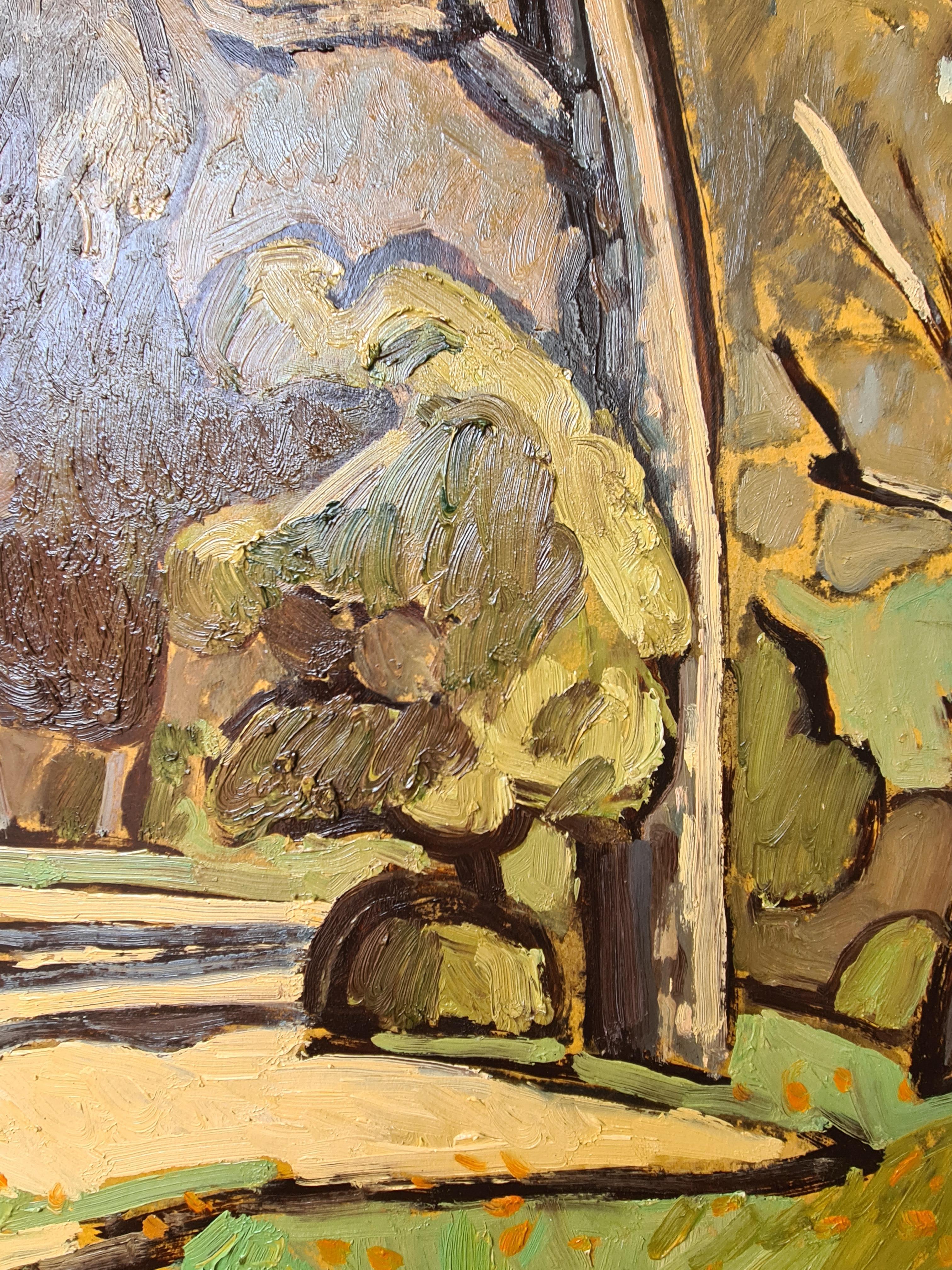 Französischer Expressionist Öl auf Leinwand, Provence, Coin du Parc im Angebot 4