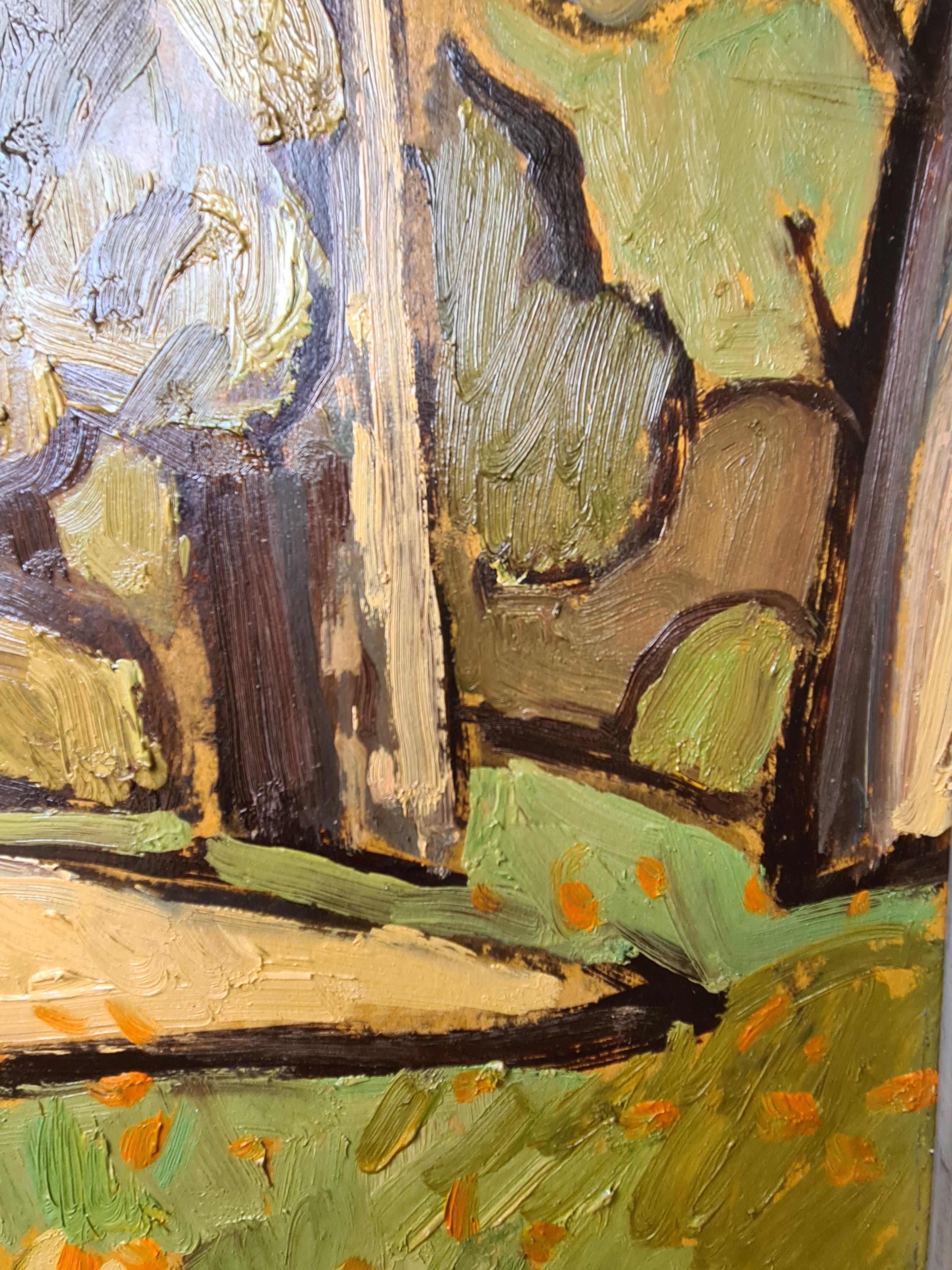 Französischer Expressionist Öl auf Leinwand, Provence, Coin du Parc im Angebot 5