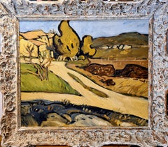 Huile sur toile d'expressionnisme français, Provence, la route ensoleillée