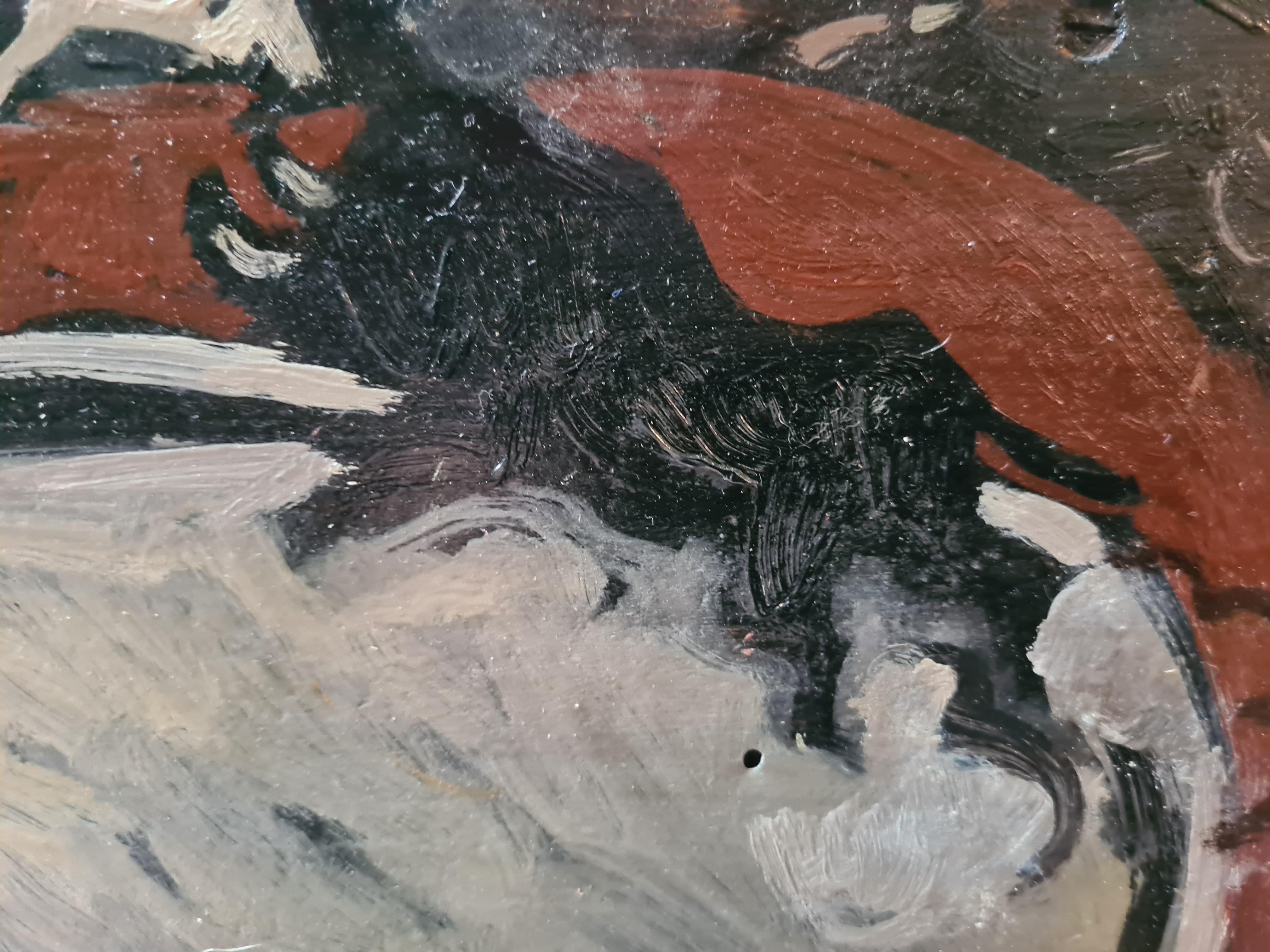 Französisches expressionistisches Ölgemälde auf Tafel, La Tauromaquia im Angebot 5