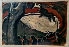 Óleo expresionista francés sobre tabla, La Tauromaquia