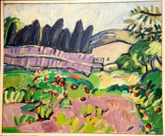 Paysage provençal expressionniste français, "The Poppies". Huile sur toile.