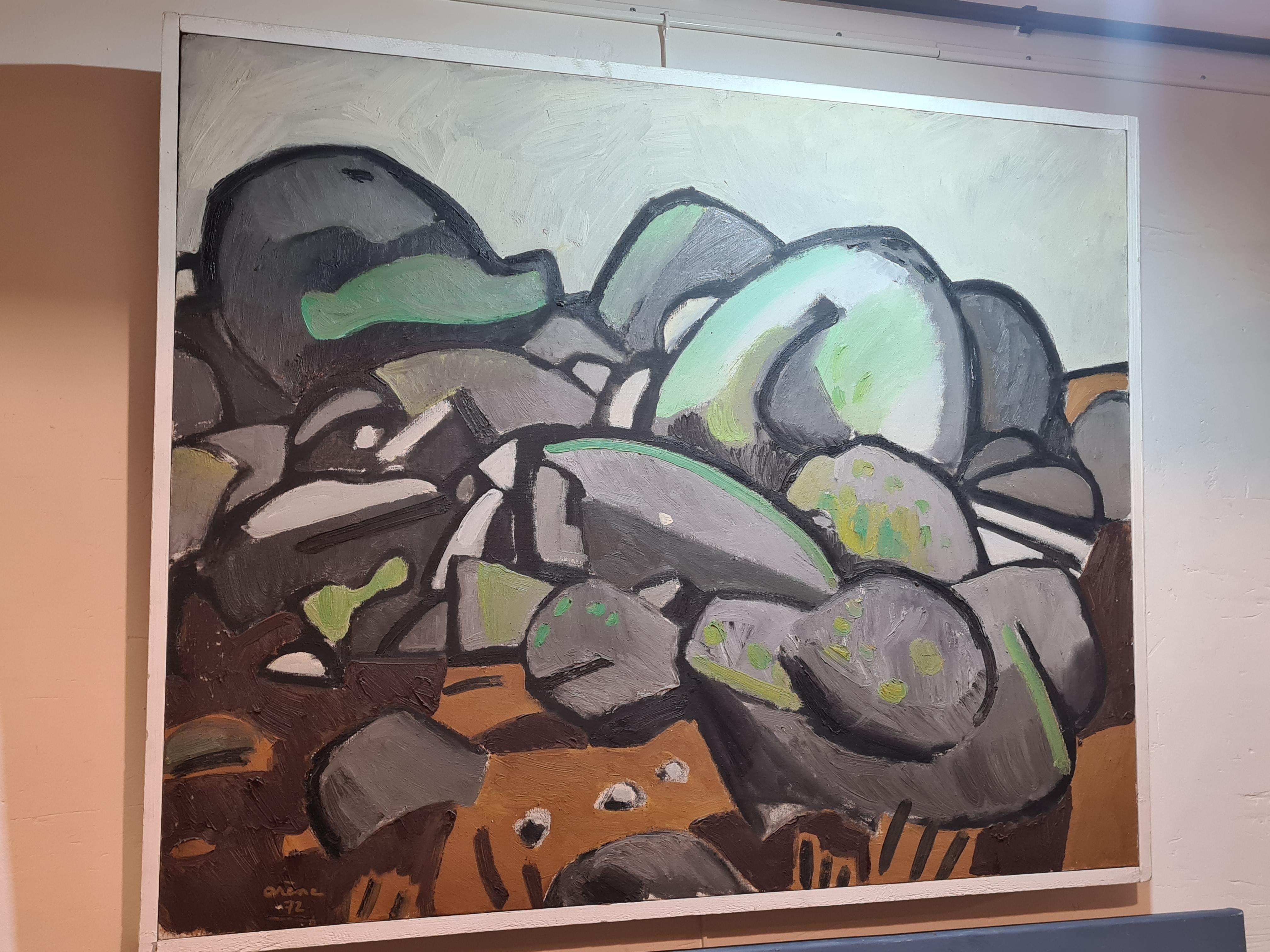 Große französische expressionistische Landschaft aus der Mitte des Jahrhunderts, Les Rochers im Angebot 4