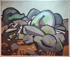 Grande paesaggio espressionista francese di metà secolo, Les Rochers
