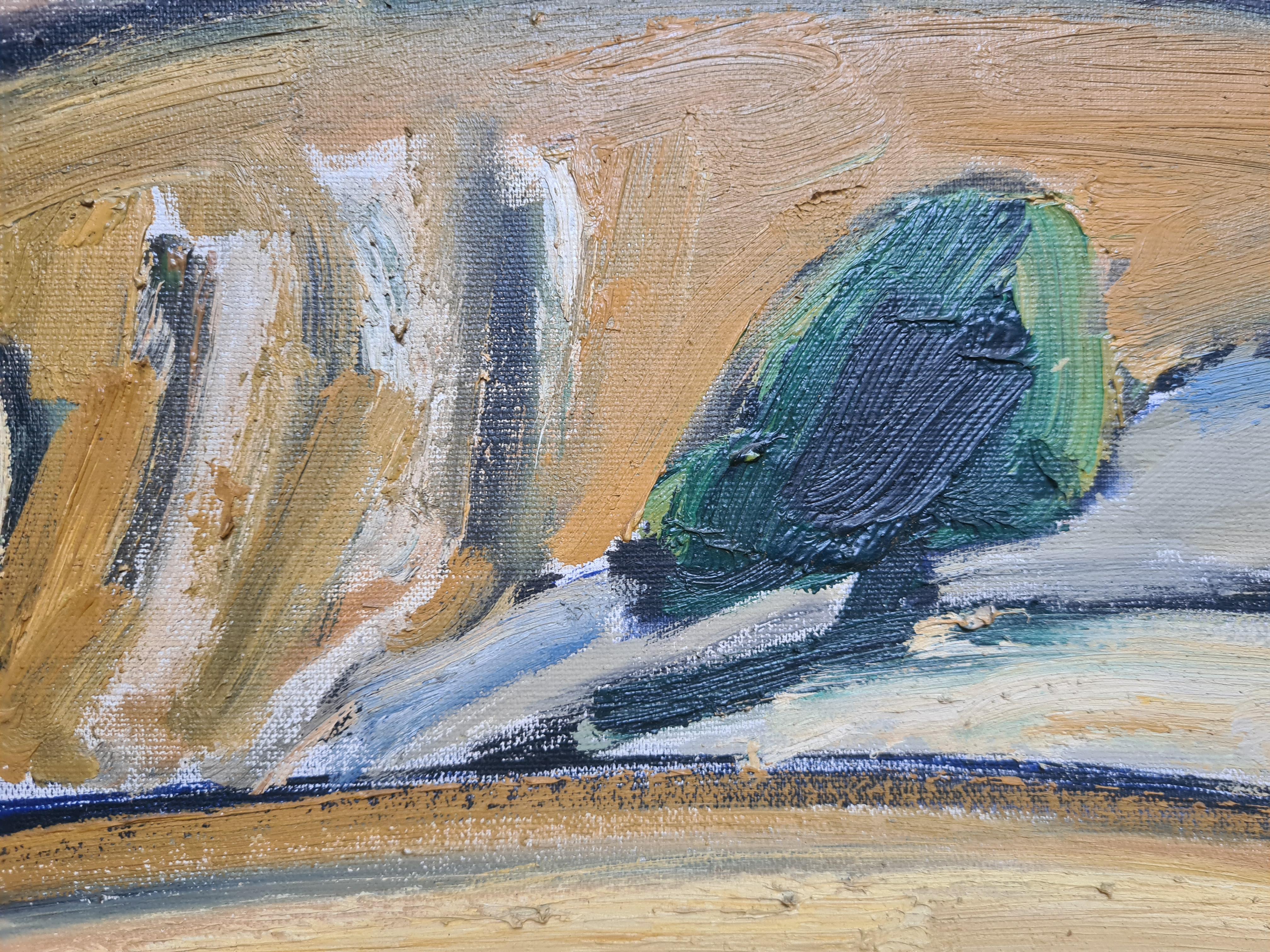 Das Kornfeld, Französische expressionistische Landschaft aus der Mitte des Jahrhunderts, Blés a Vincelles im Angebot 7
