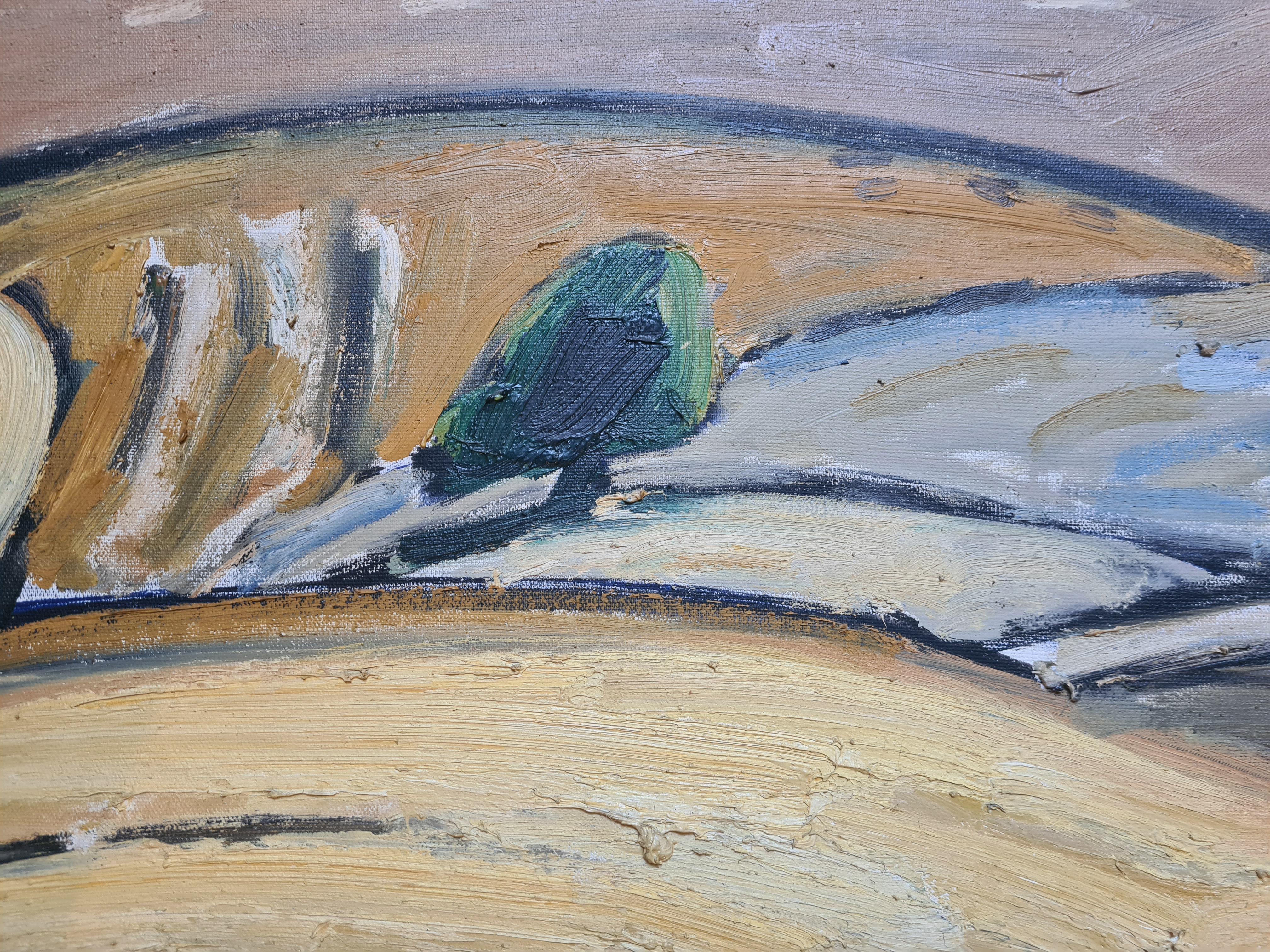 Das Kornfeld, Französische expressionistische Landschaft aus der Mitte des Jahrhunderts, Blés a Vincelles (Expressionismus), Painting, von Jean Arène