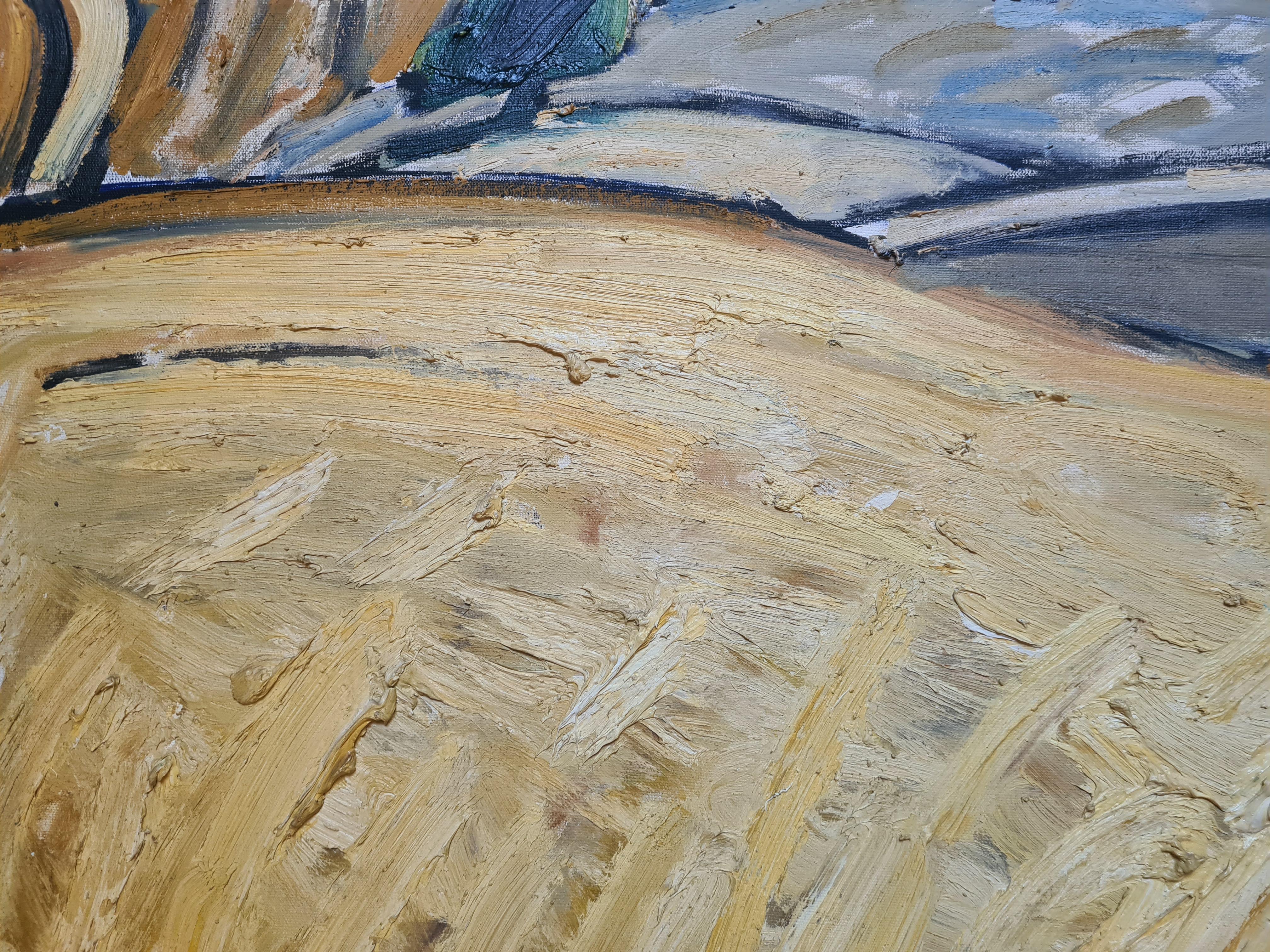 Das Kornfeld, Französische expressionistische Landschaft aus der Mitte des Jahrhunderts, Blés a Vincelles im Angebot 2