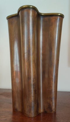 Jean Arp Inspired Copper & Bronze Amoeba Flower Vase Lawrence Essentials 1980s