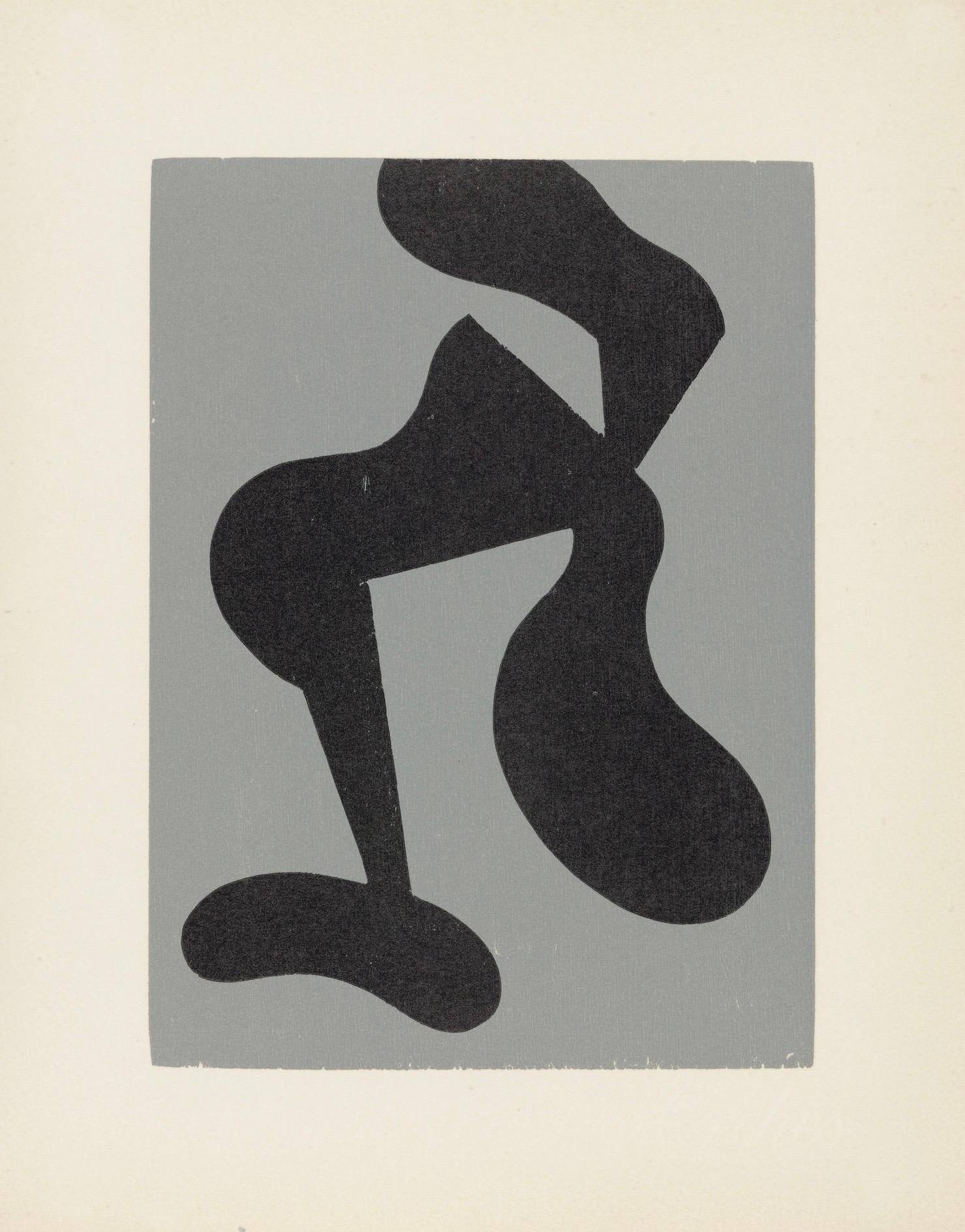 Composition (Arntz 148-175; Hagenbach A 25; Bolliger 54), Dreams and Projects - Gray Figurative Print by Jean Arp