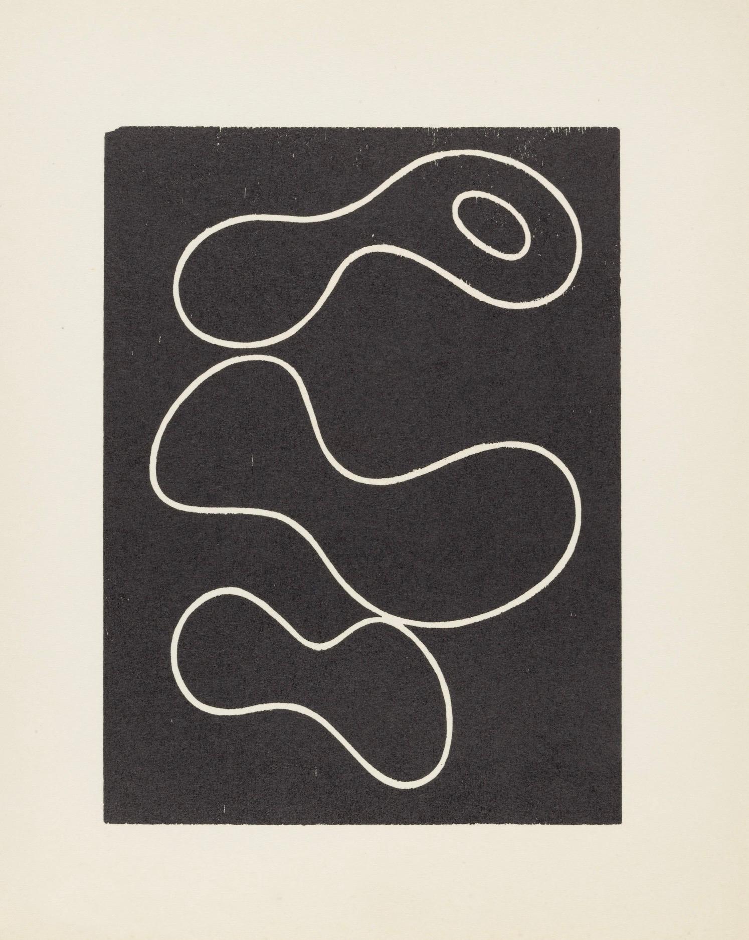 Woodcut on vélin d’Arches paper. Inscription: Unsigned and unnumbered, as issued. Good condition. Notes: From the folio, Jean Arp, Dreams and Projects, 1951-1952. Published by Curt Valentin, New York; printed by Fequet et Baudier, Paris. Excerpted
