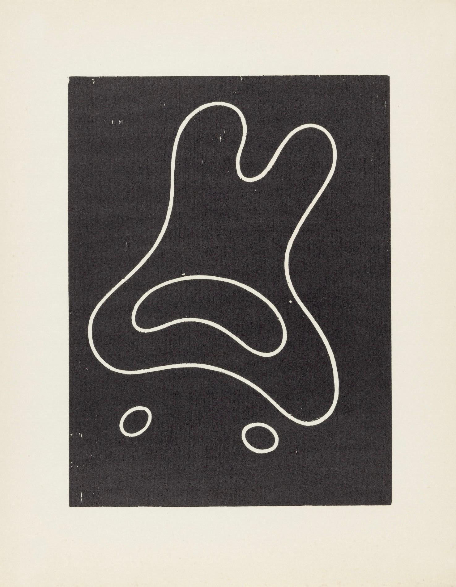 Woodcut on vélin d’Arches paper. Inscription: Unsigned and unnumbered, as issued. Good condition. Notes: From the folio, Jean Arp, Dreams and Projects, 1951-1952. Published by Curt Valentin, New York; printed by Fequet et Baudier, Paris. Excerpted