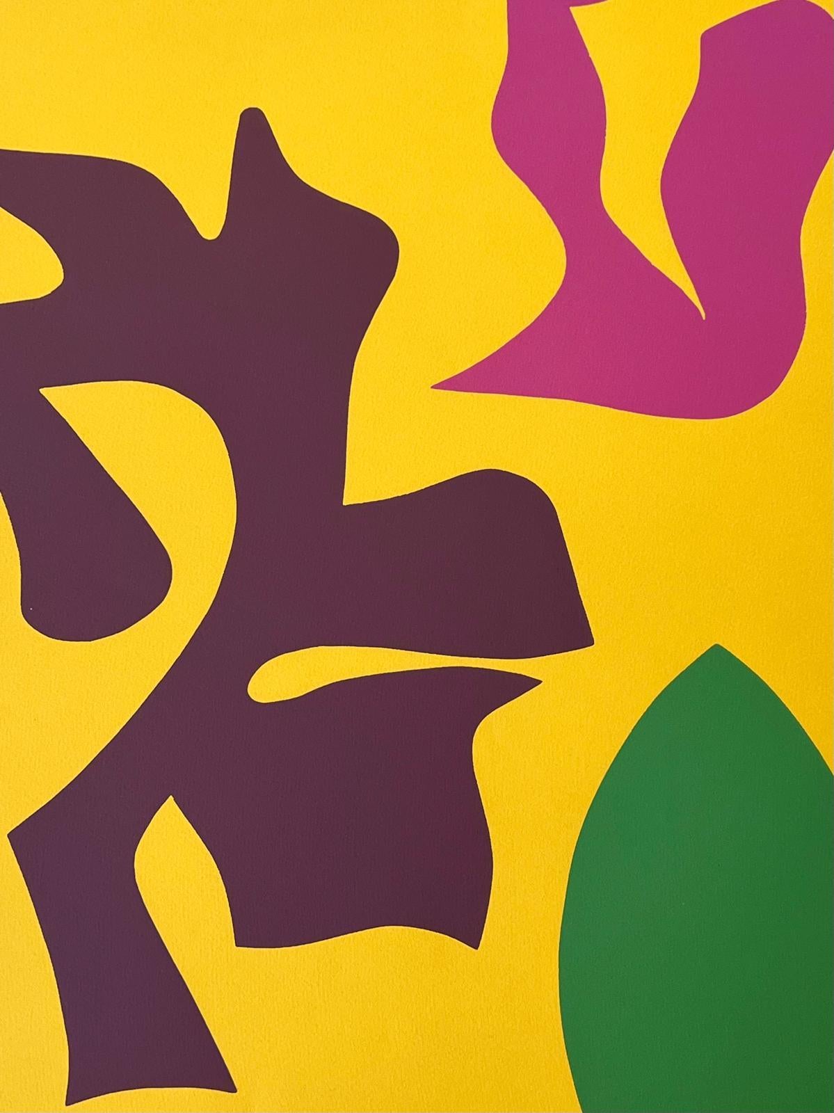 Documenta Geigy Das Unbehagen in der Kunst (Planche VII) - Yellow Abstract Print by Jean Arp