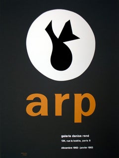 Jean Arp-Galerie Denise Rene-30" x 22.5"-Serigraph-1962-Surrealism-Black, Orange