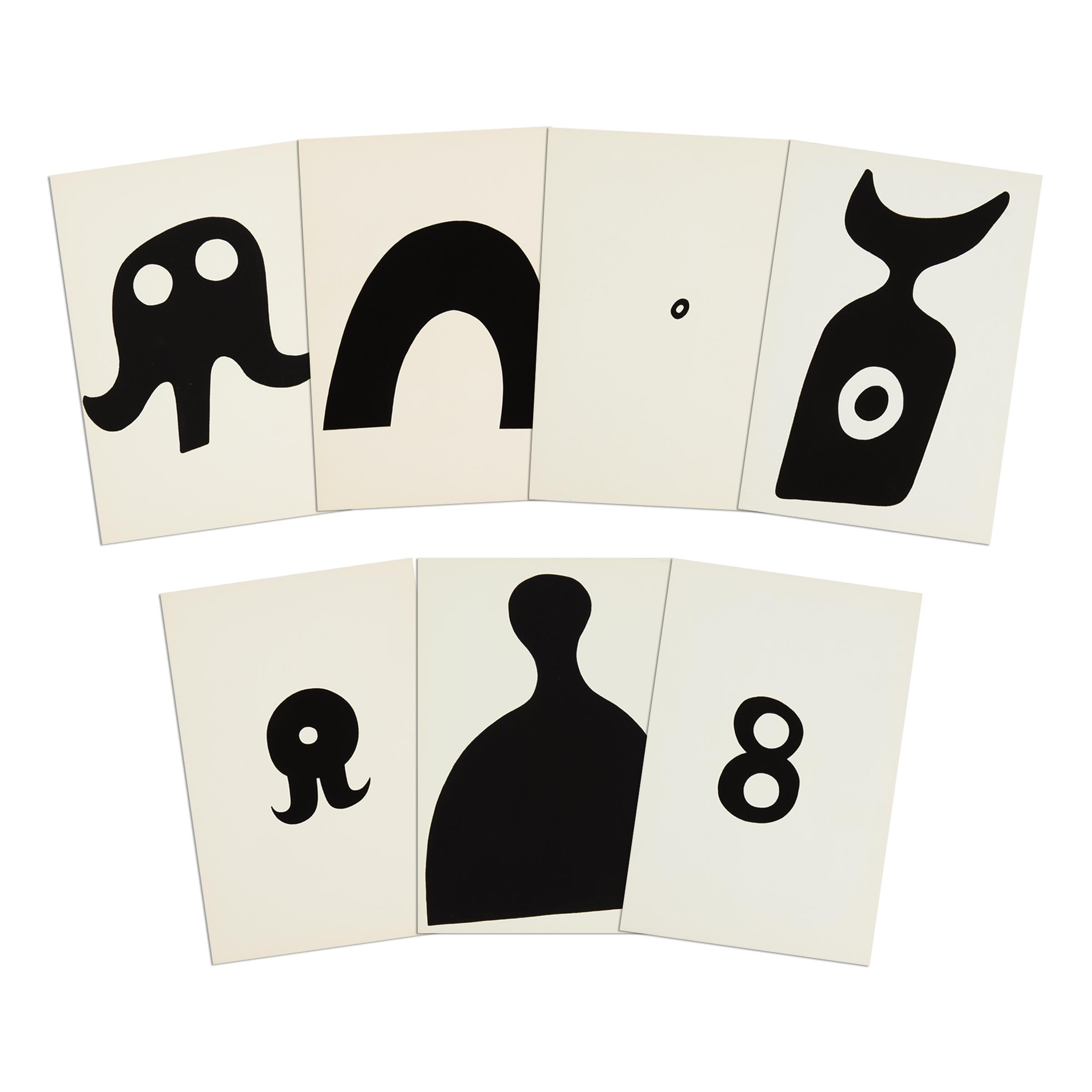 Jean Arp (1886-1966)
Arpaden, 1923/1958
Medium: Set of 7 lithographs on paper
Dimensions: 38 x 26.5 cm
Edition of 180: Not signed, not numbered (as issued)

Printed from the original designs in the Arpaden album, Merz Portfolio No. 2, 1923.