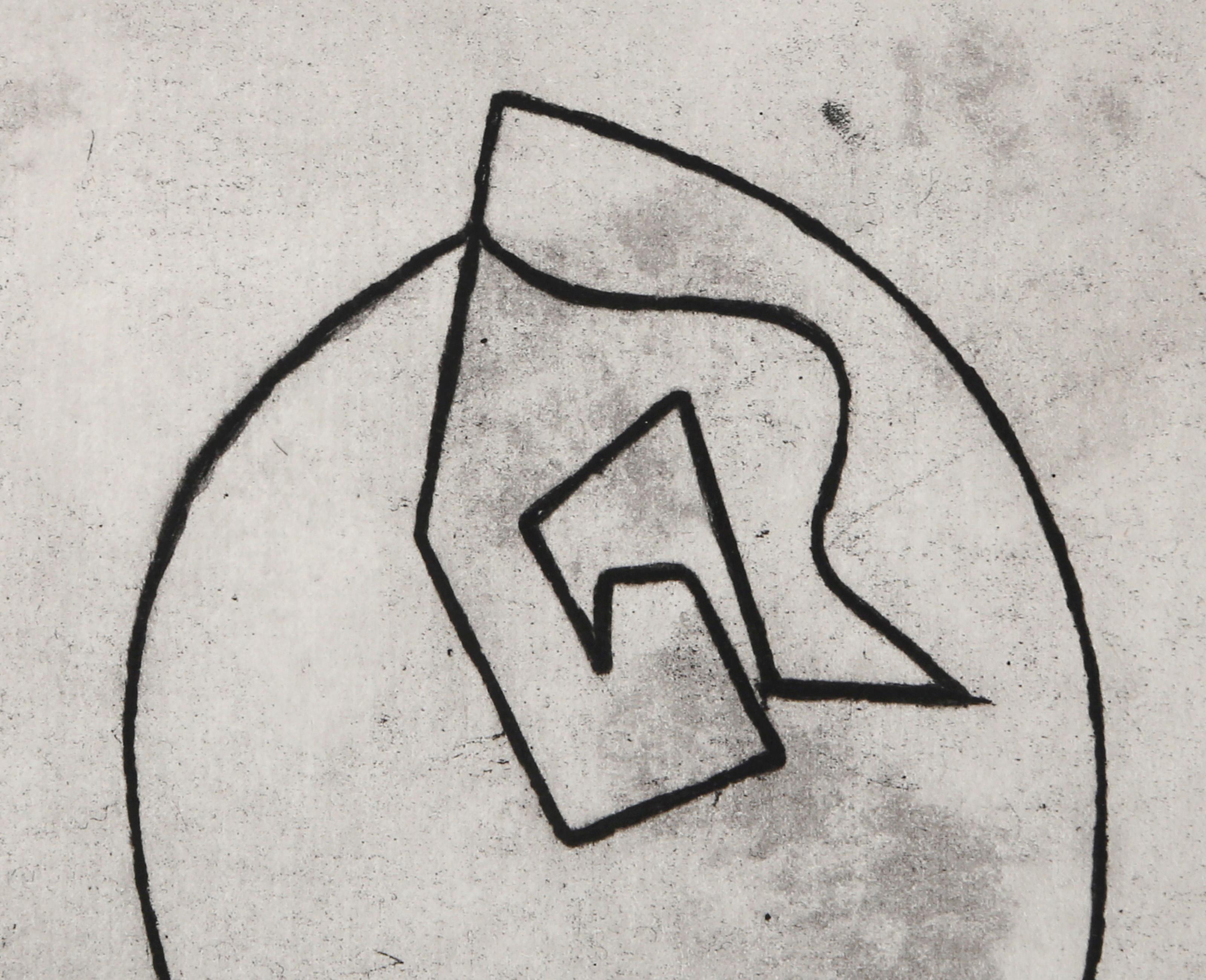 La Cathedrale est Un Coeur, Minimalist Etching by Jean Arp For Sale 2
