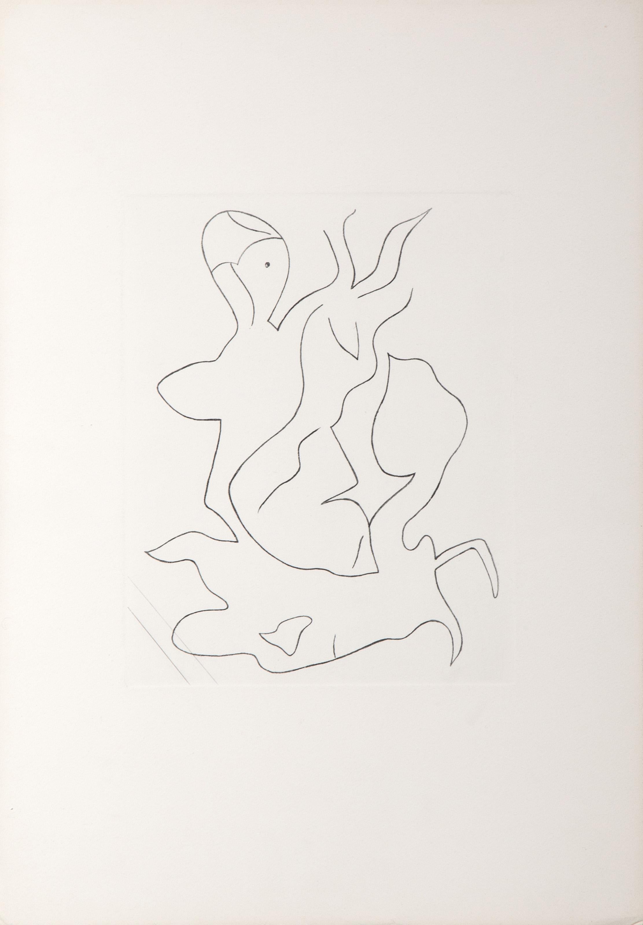 Paroles Peintes II, Minimalist Restrike Etching by Jean Arp