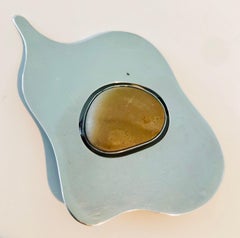 Rare Profil, 1960 Abstract Sculpture Brooch, Pendant Hans Arp Silver and Stone