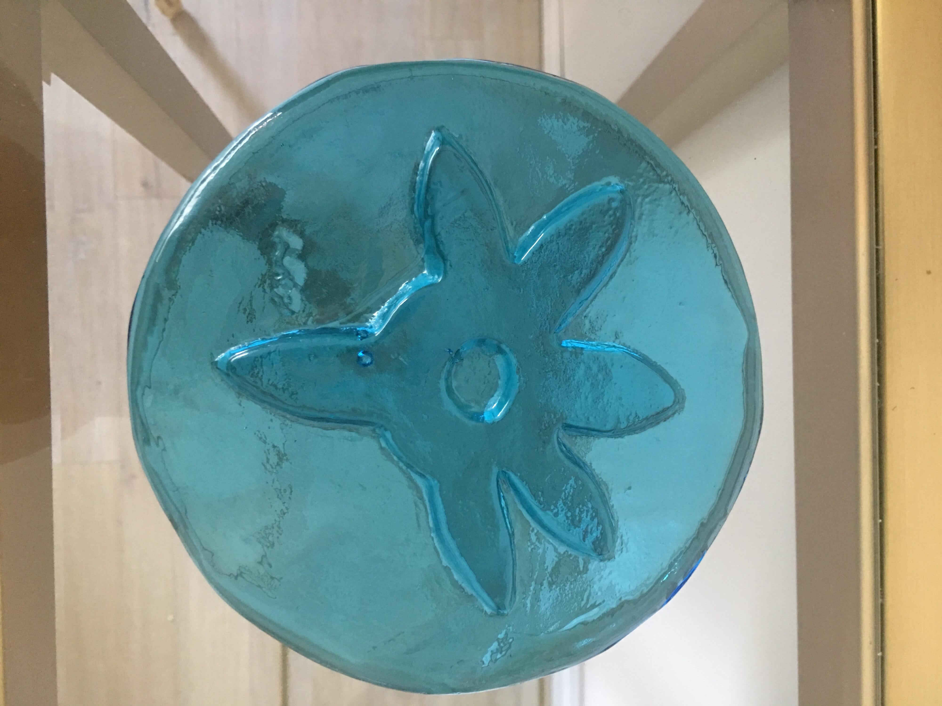 Jean Arp Signed Blue Glass Star, France, 1960s In Good Condition For Sale In Aix En Provence, FR