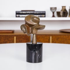 Jean Arp Style Biomorphic Bronze Sculpture with Marble Base
